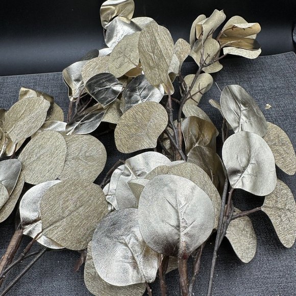 Gold Glitter Christmas Tree Picks Leafs Long Stems Floral Lot of 4 Crafts Decor - Picture 4 of 7